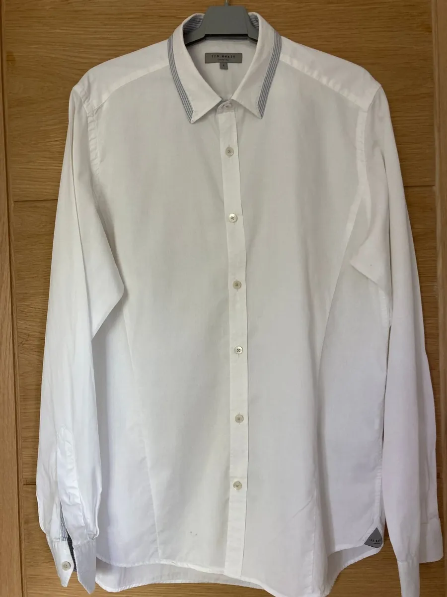 Ted Baker Men's Shirt White Blue Collar size 4 - Image 3