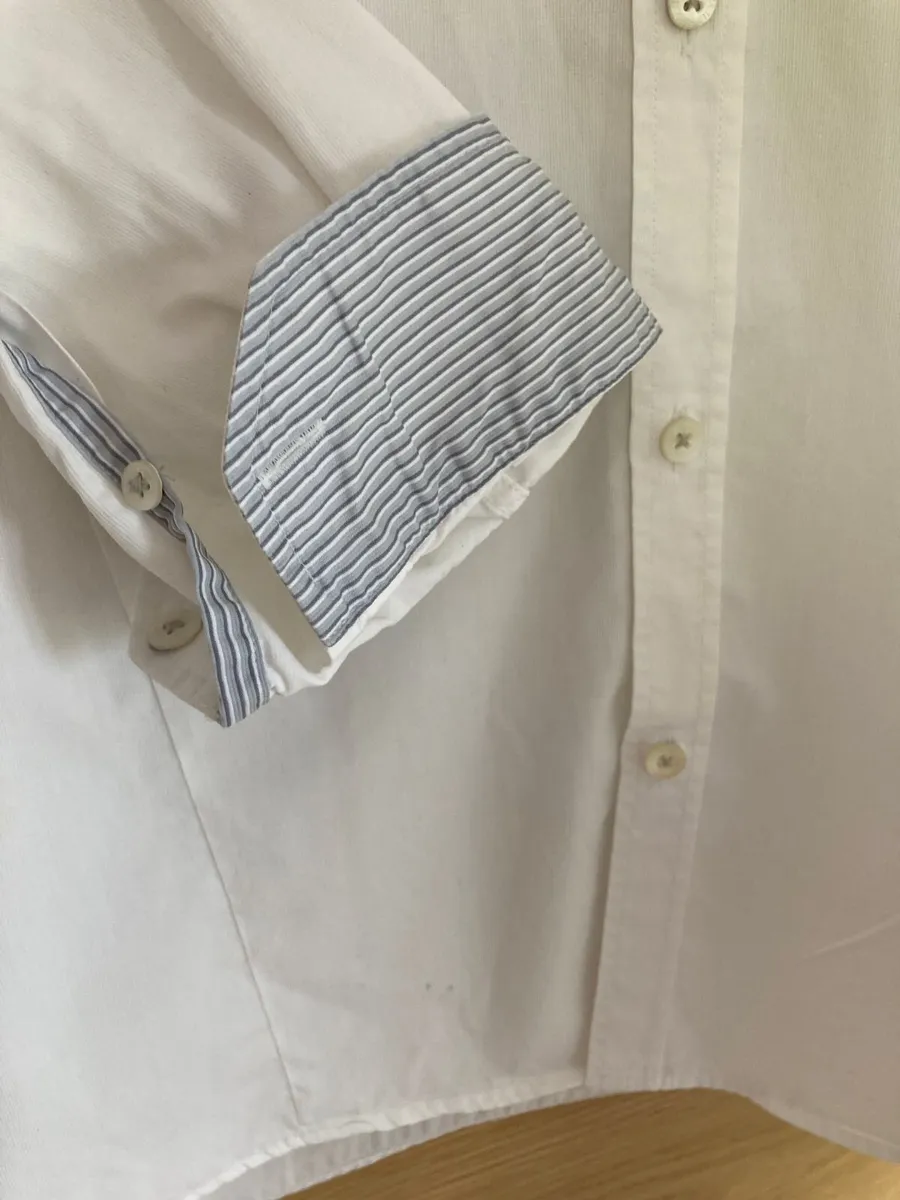 Ted Baker Men's Shirt White Blue Collar size 4 - Image 4
