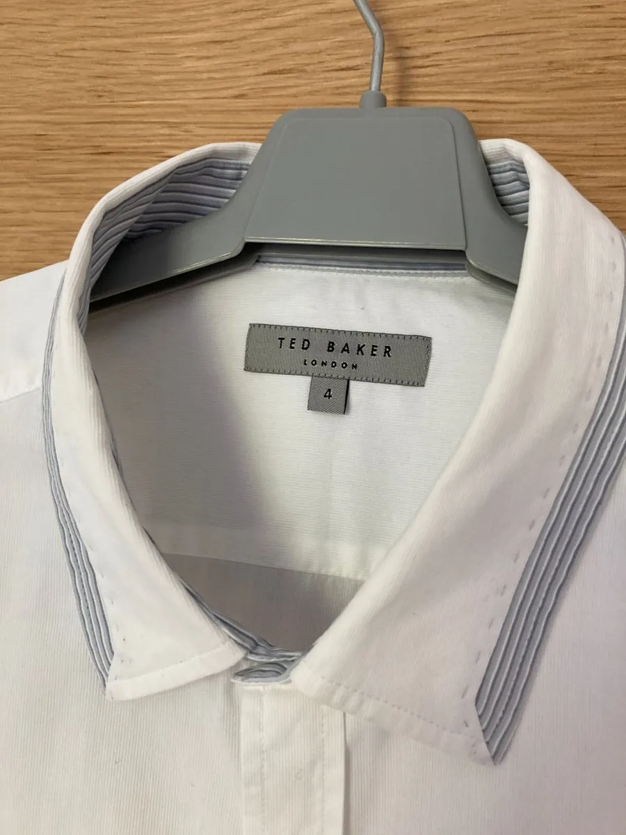 Ted Baker Men's Shirt White Blue Collar size 4 - Image 1