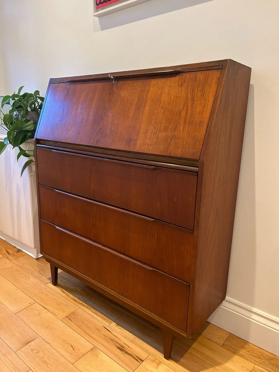 Mid century teak writing bureau retro vintage - Image 4