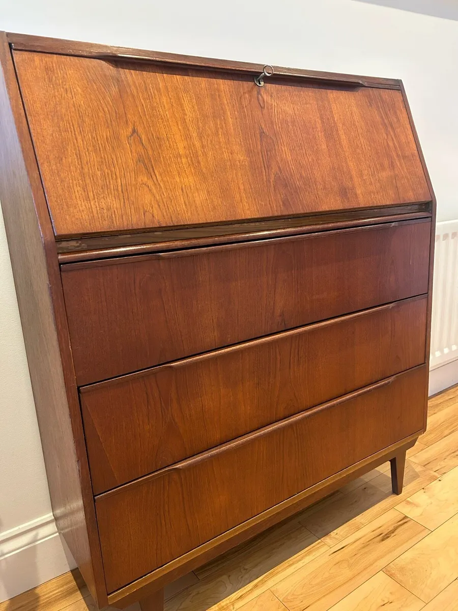 Mid century teak writing bureau retro vintage - Image 2