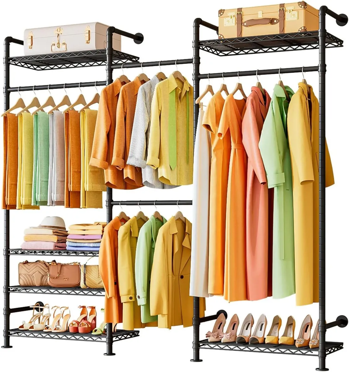 Heavy Duty Clothes Rail with 6 Shelves 2 Expandabl - Image 4