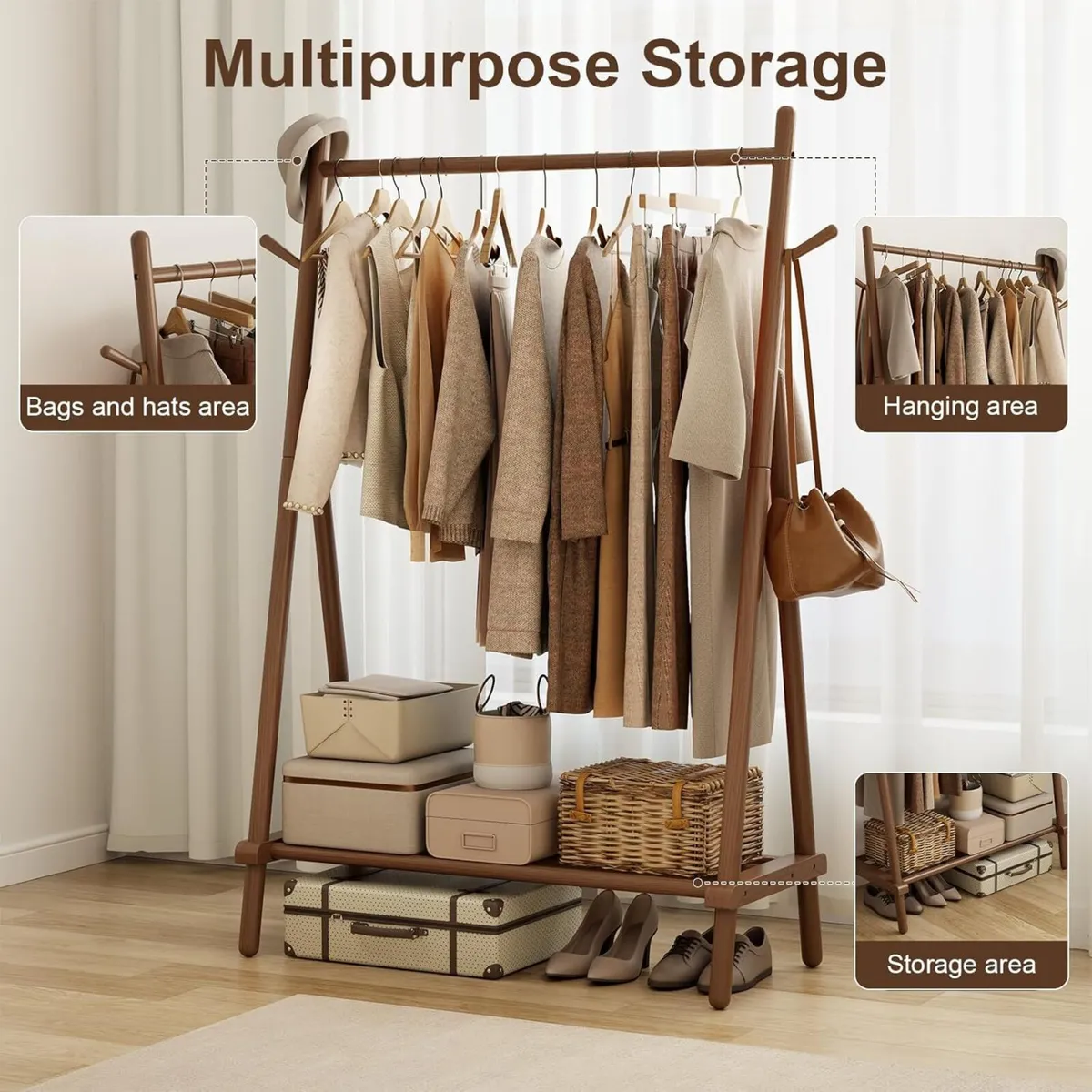 Clothes Rail Rack with Shelf and Hook Sturdy - Image 3