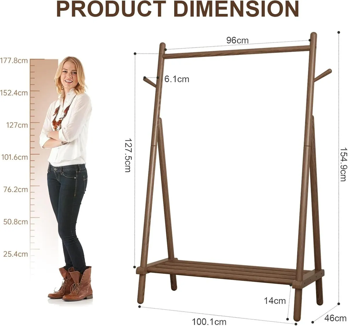 Clothes Rail Rack with Shelf and Hook Sturdy - Image 2