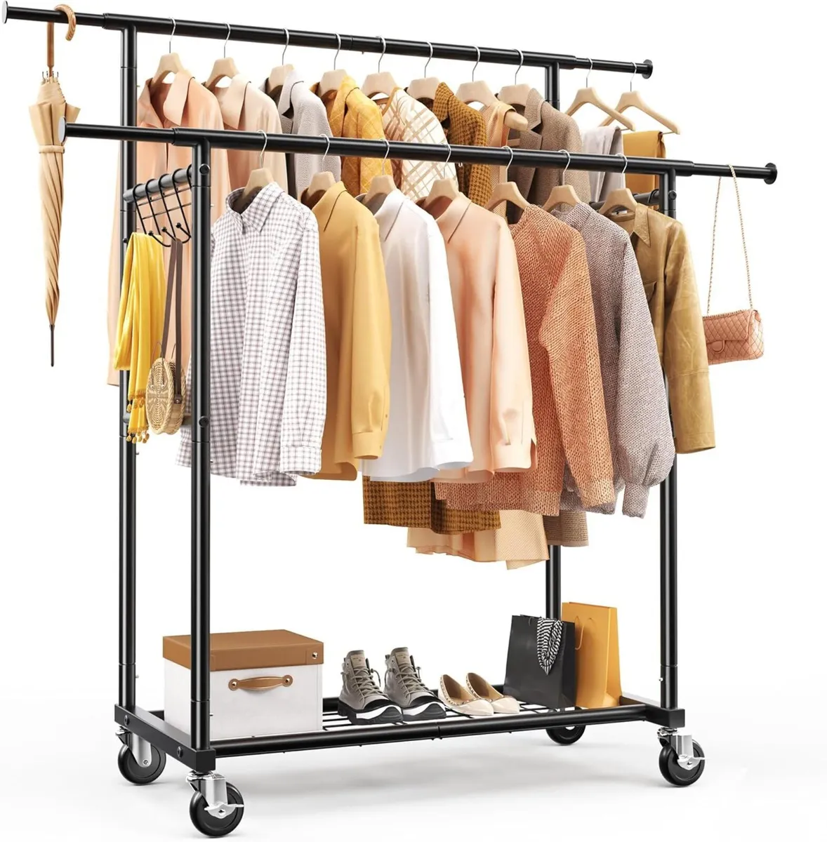 Double Rod Clothes Rail Heavy Duty 204kg (450lbs) - Image 1