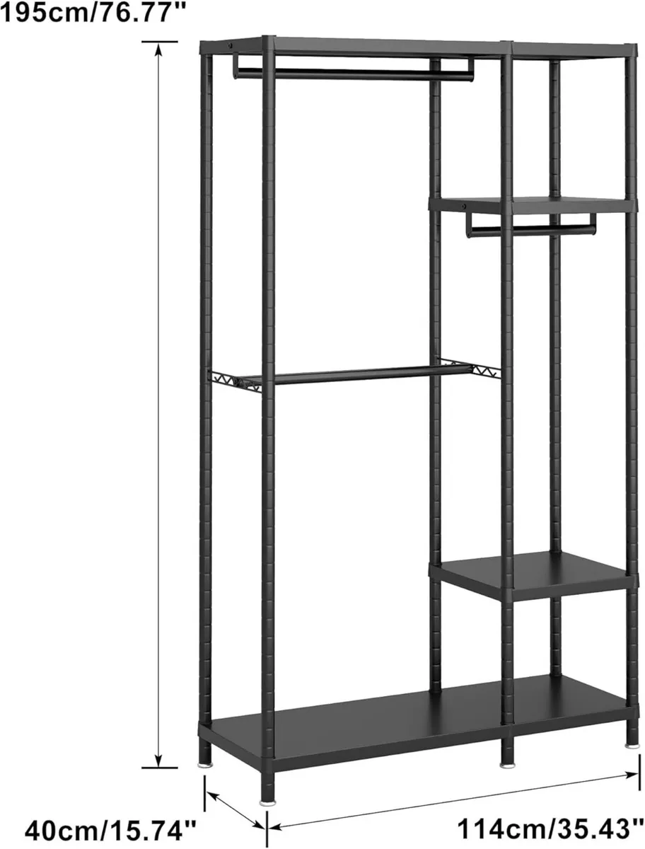 195cm Tall Heavy Duty Clothes Rail Metal Open - Image 2