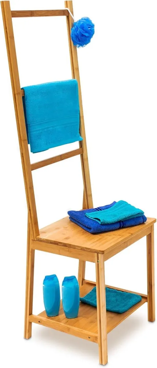 Free-Standing Bamboo Towel Holder 40 x 105 27 cm - Image 4