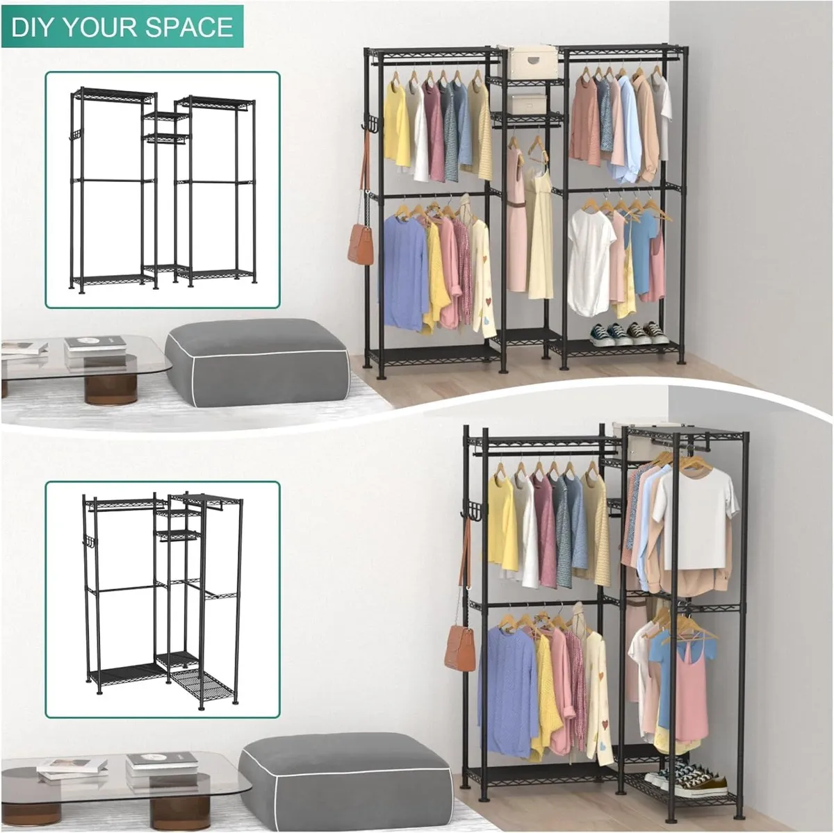 Clothes Rail Rack for Hanging Adjustable Closet - Image 4