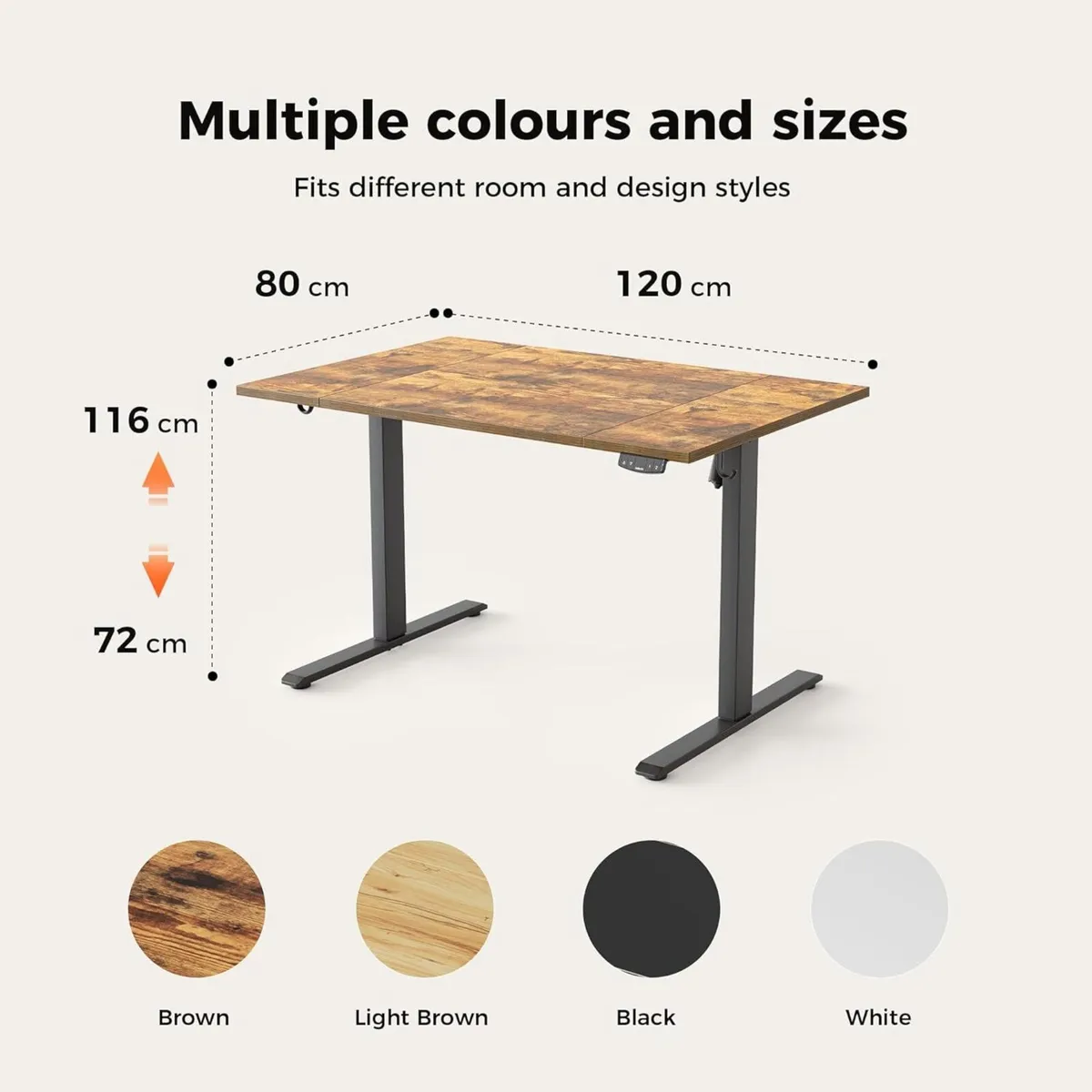 Height-Adjustable Electric Desk 120x80 cm - Image 2