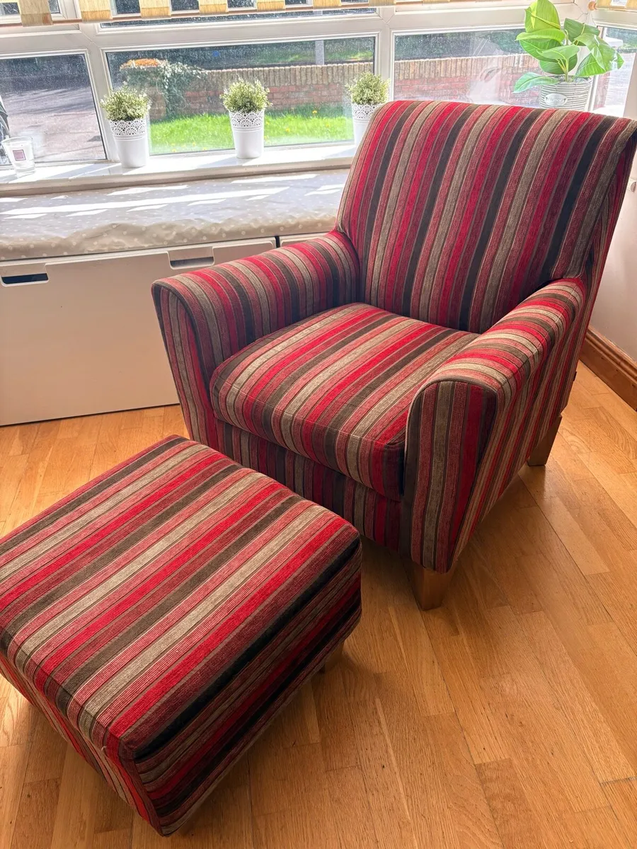 Arm Chair and Footstool - Image 4