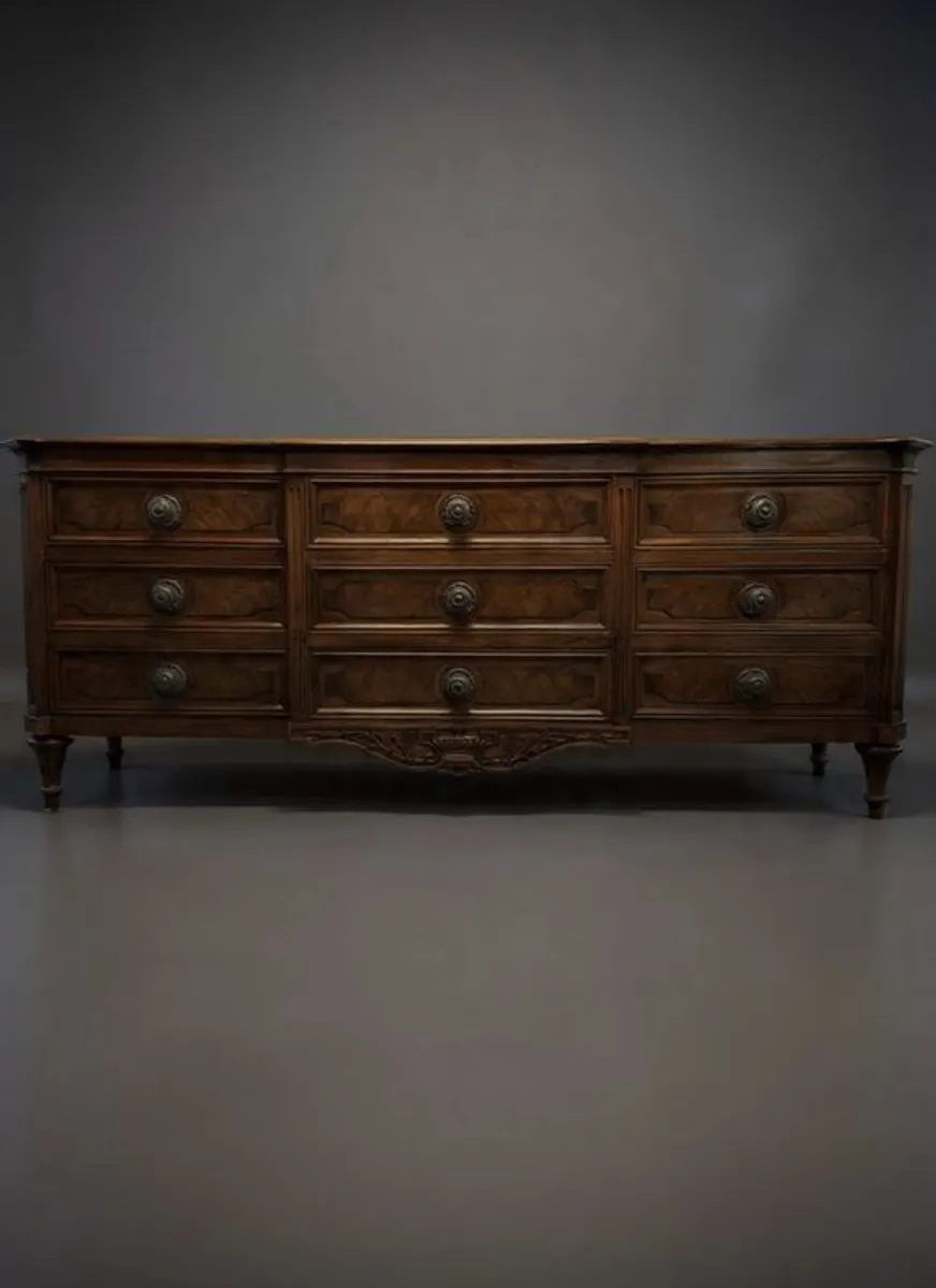 FLASH SALE! Was 850/Now 700 !! Stunning American Karges Walnut Breakfront Triple Dresser or Chest of Drawers - Image 1