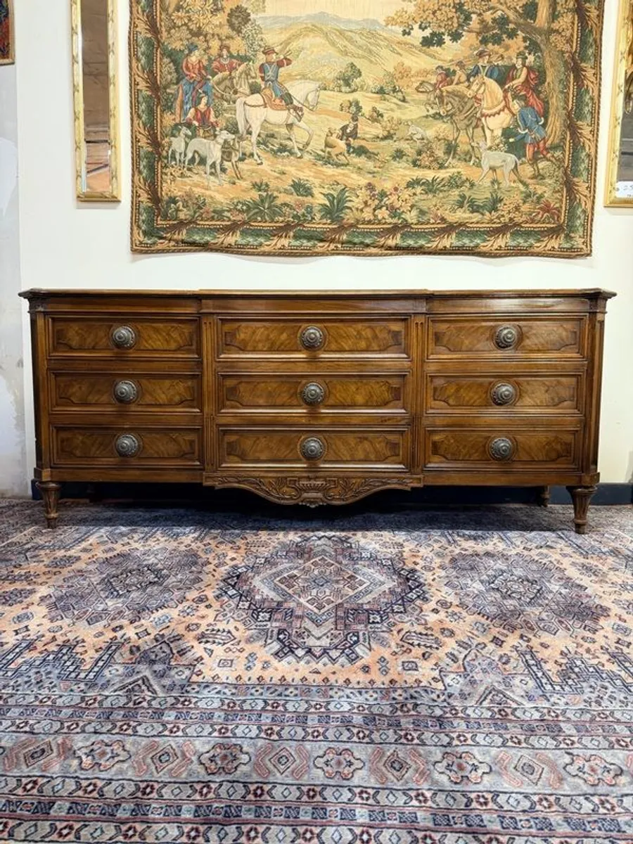FLASH SALE! Was 850/Now 700 !! Stunning American Karges Walnut Breakfront Triple Dresser or Chest of Drawers - Image 2