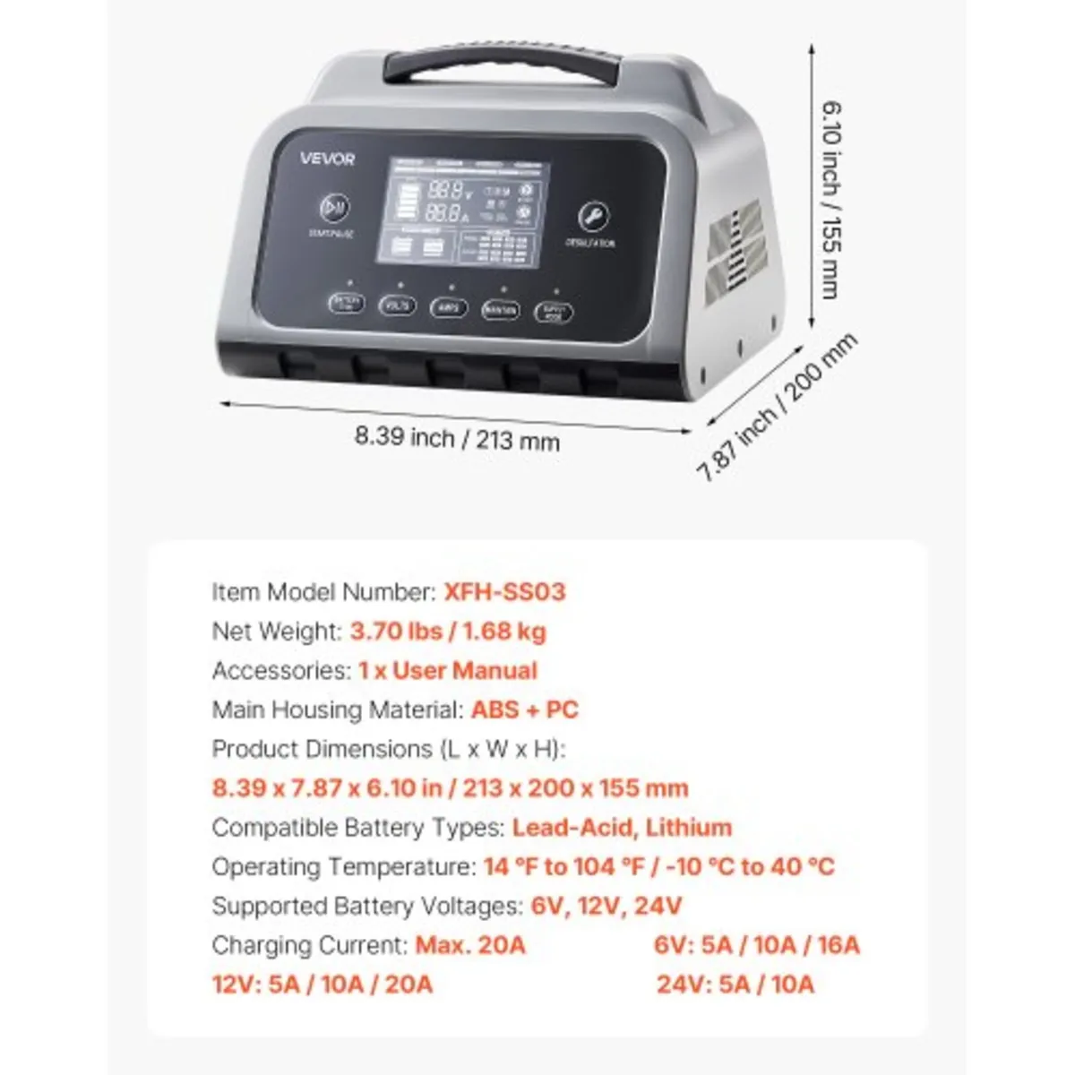 Smart Battery Charger, 20A, 6V 12V 24V Lithium LiF - Image 2