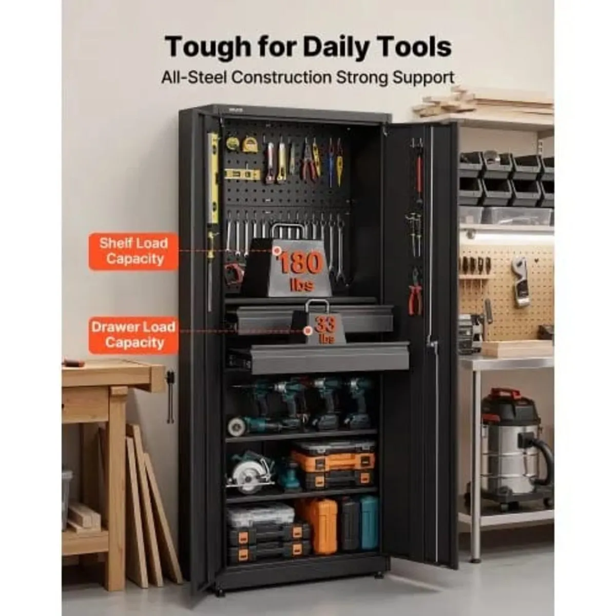 Metal Storage Cabinet, 81.5 kg Shelf Load Capacity - Image 3