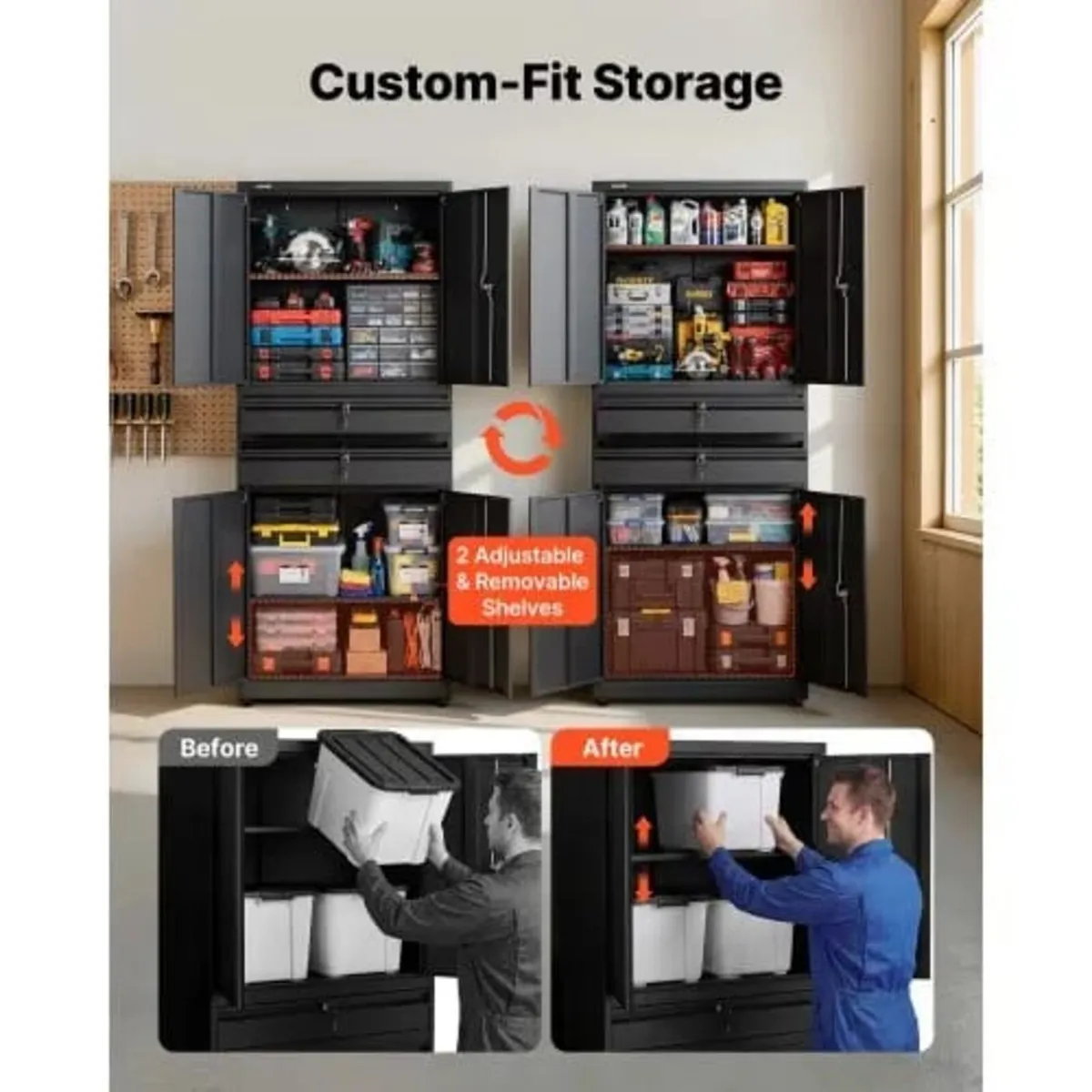 Metal Storage Cabinet, 81.5 kg Shelf Load Capacity - Image 2