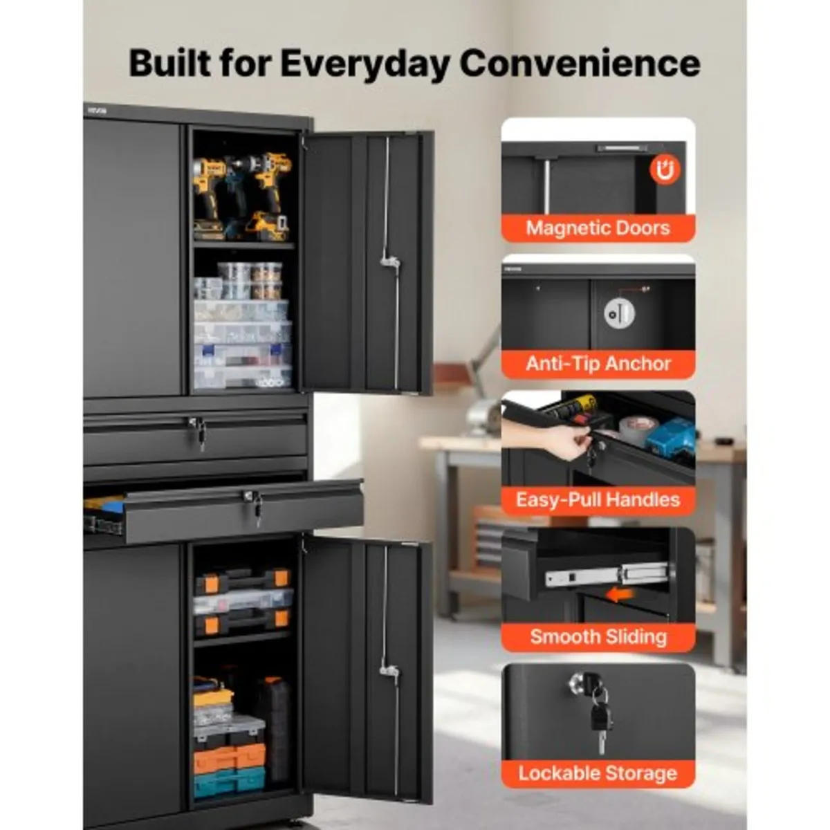 Metal Storage Cabinet, 81.5 kg Shelf Load Capacity - Image 4