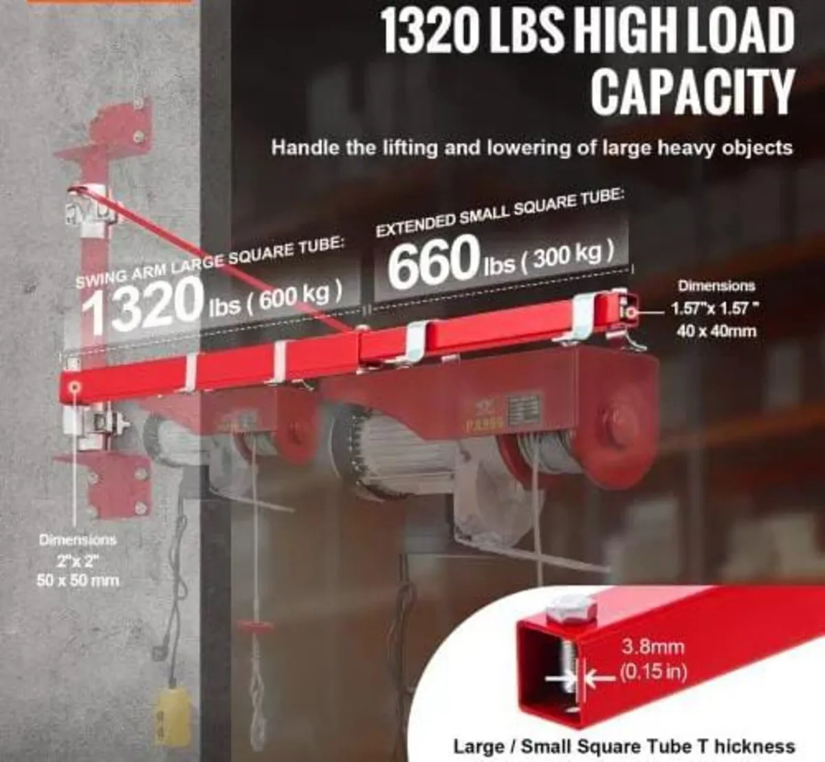 Electric Hoist Support Arm, 600 kg Max Load Capaci - Image 3