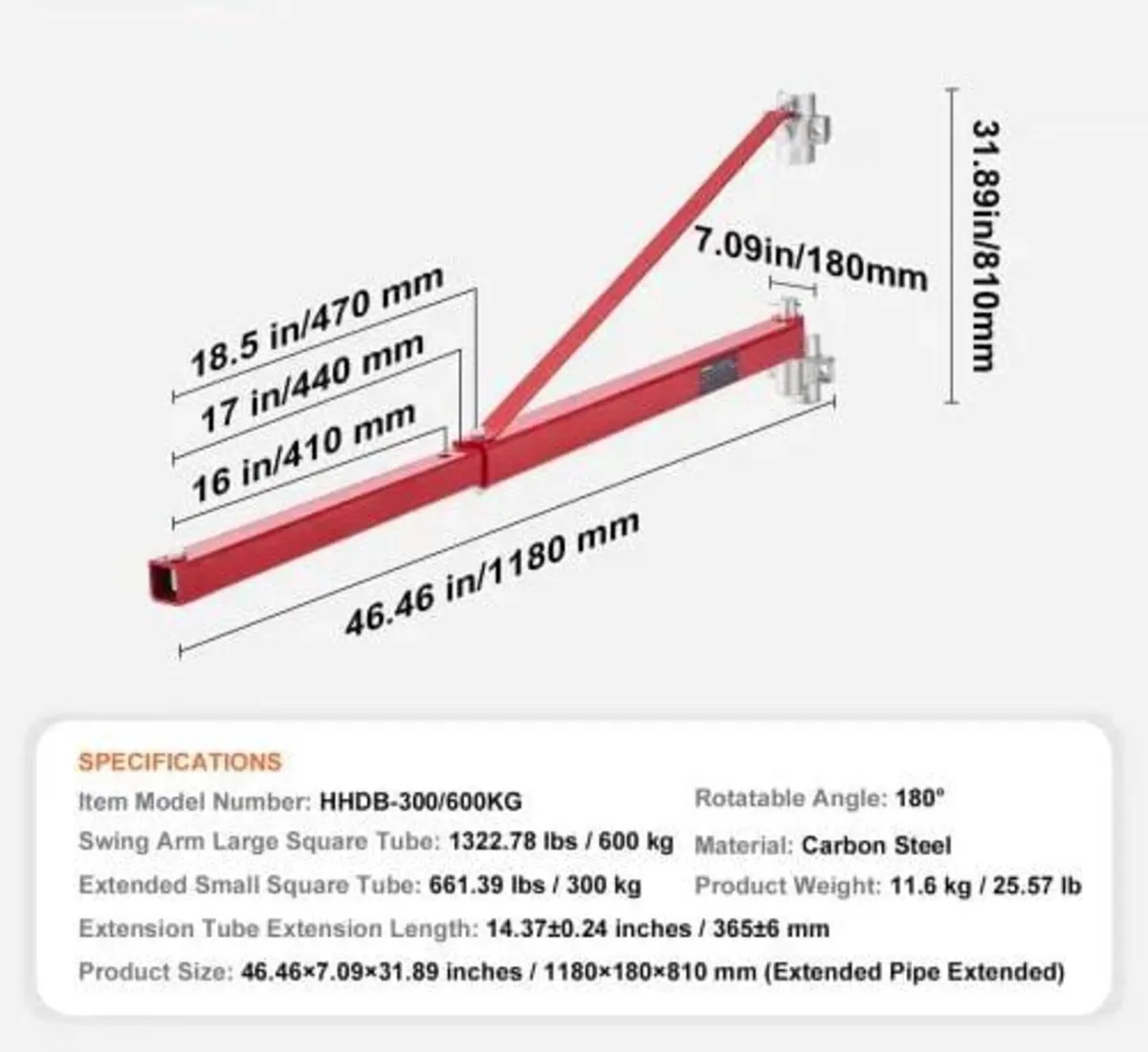 Electric Hoist Support Arm, 600 kg Max Load Capaci - Image 4