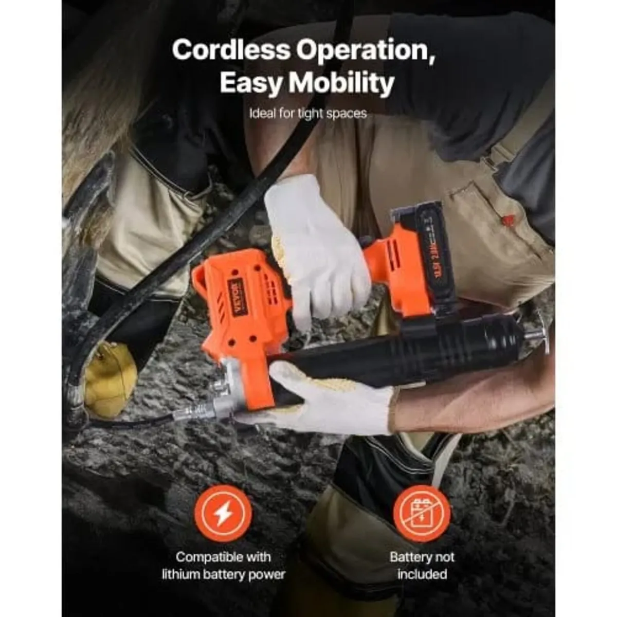 Cordless Grease Gun, 8000 PSI Max Pressure, Batter - Image 4