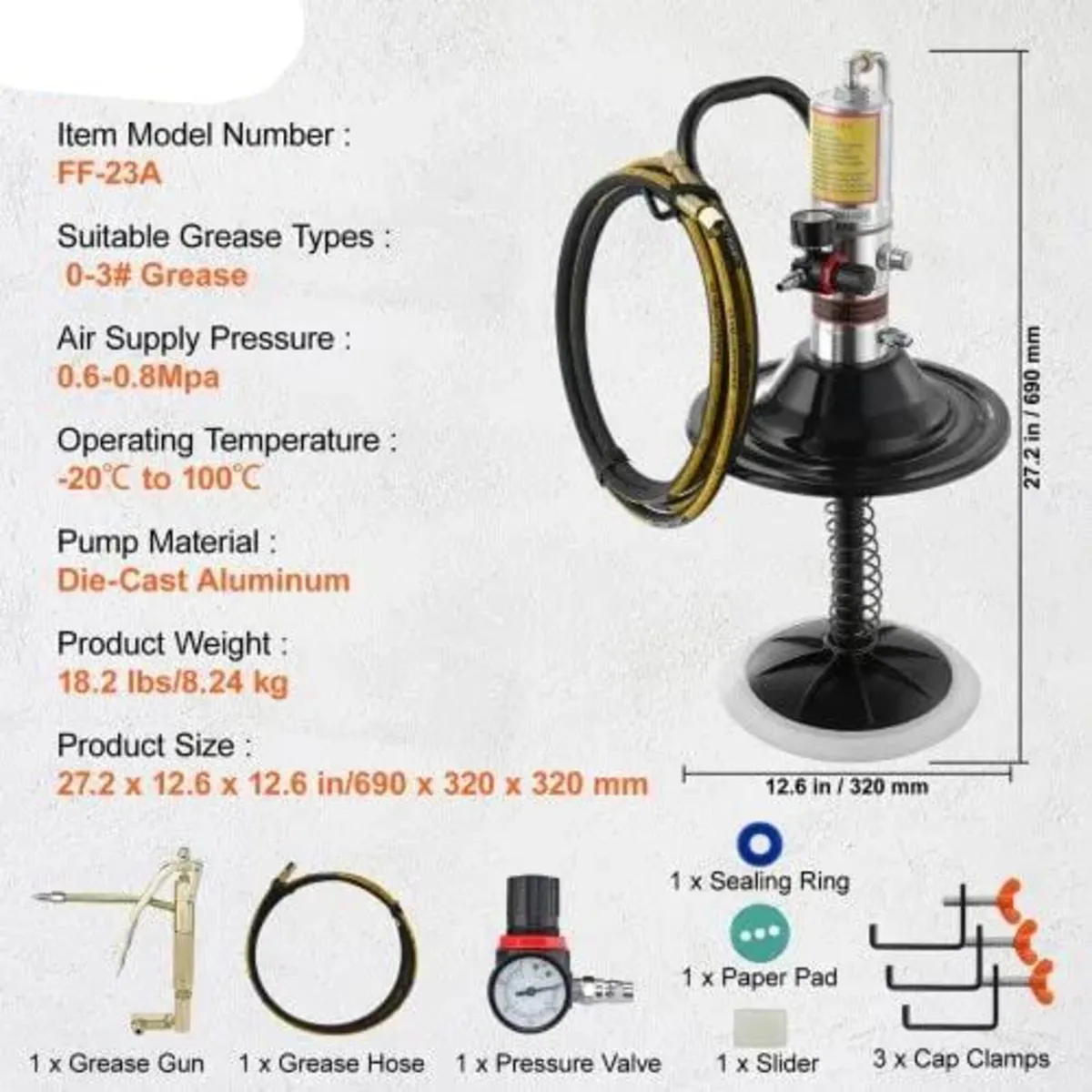 Grease Pump, 50:1 Pressure Ratio Air Operated Grea - Image 2