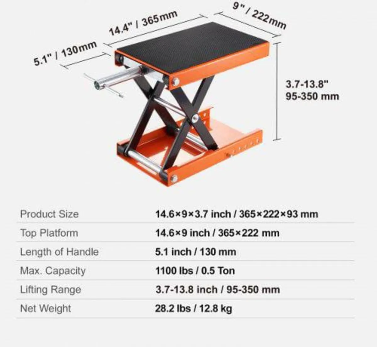Motorcycle Scissor Jack Lift 499.5 kg Wide Deck Ho - Image 4