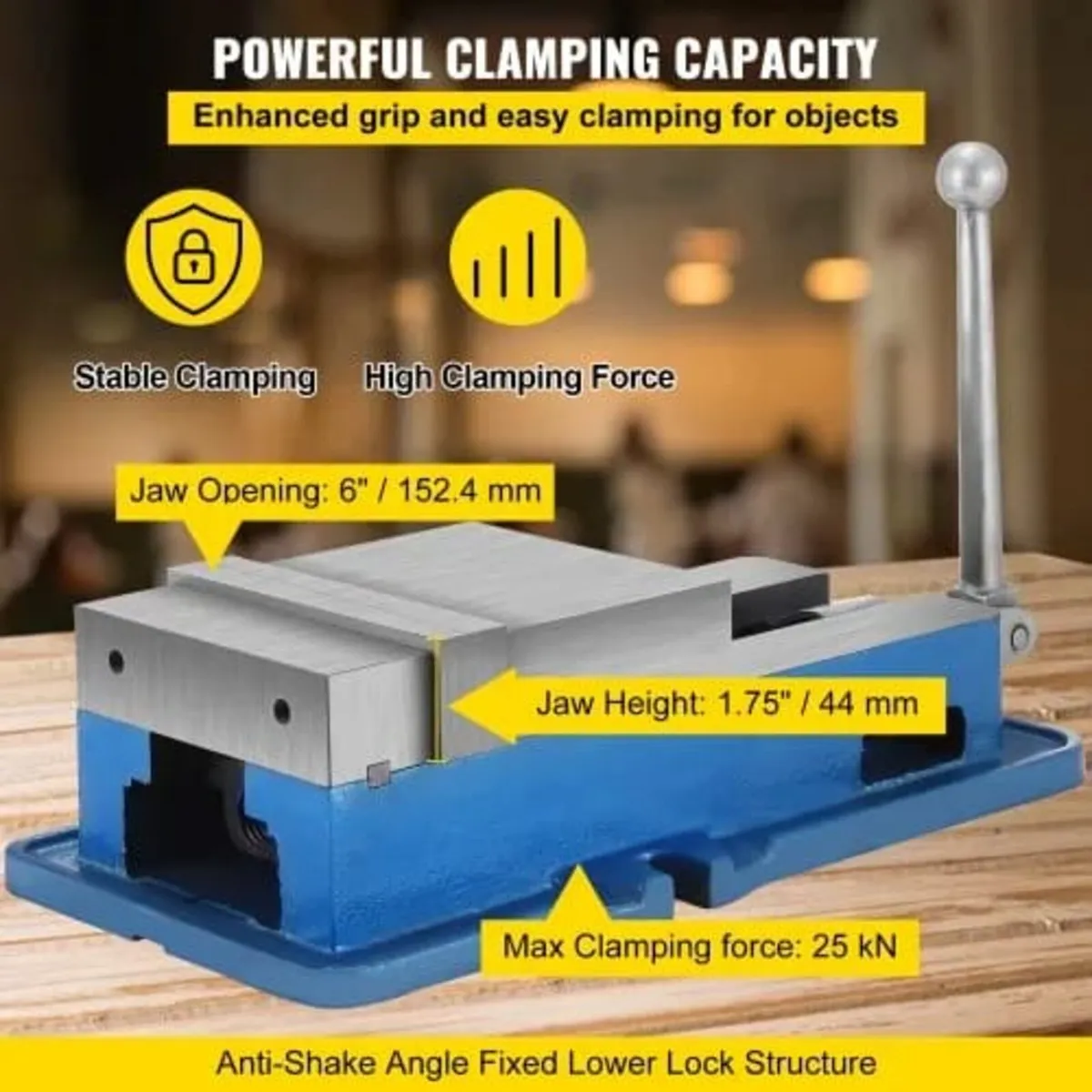15.2 cm Powerful Precise Clamping Vice, 26.9 kg Vi - Image 3