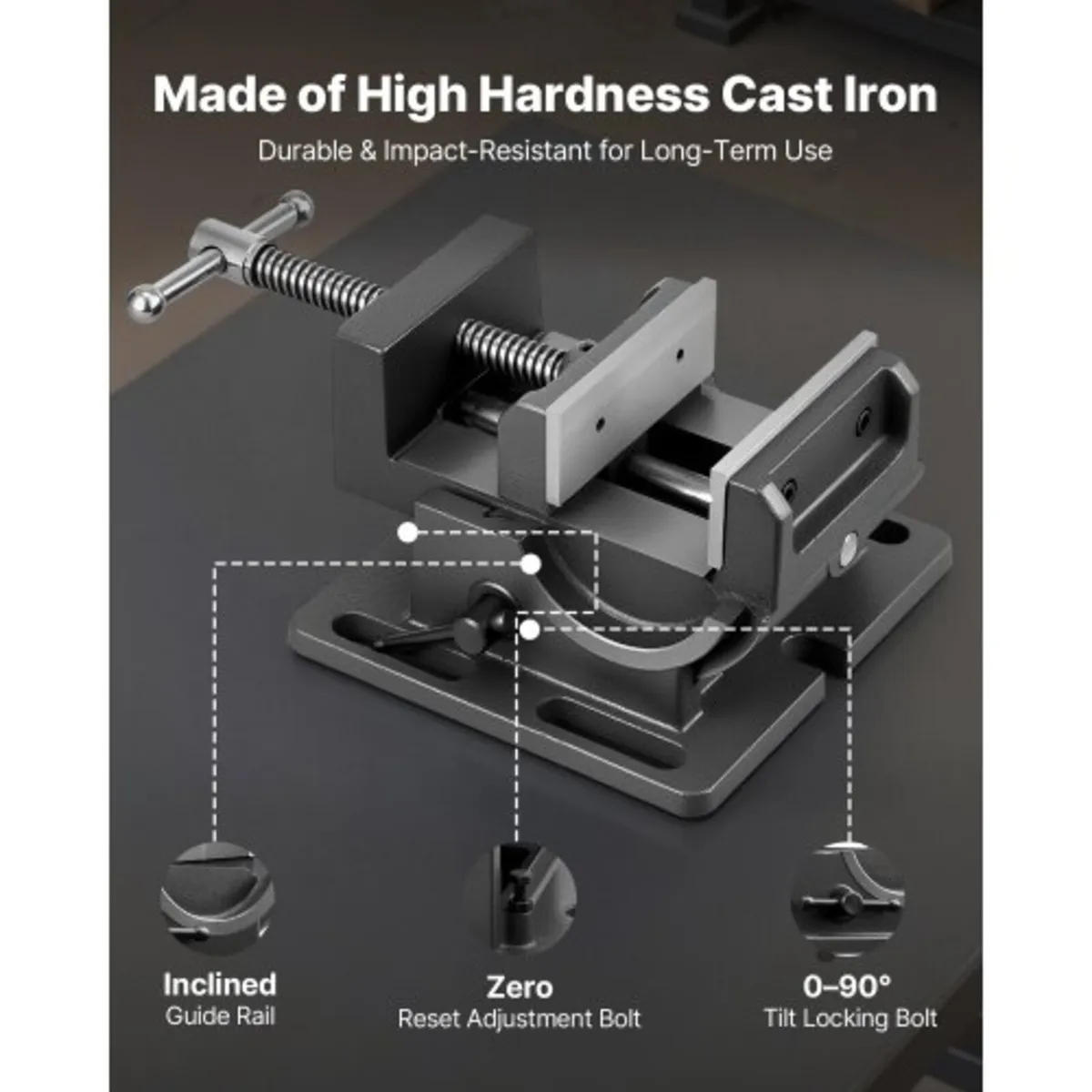 Tilting Vise, 4.25 Inch Jaw Width, Portable Drill - Image 2