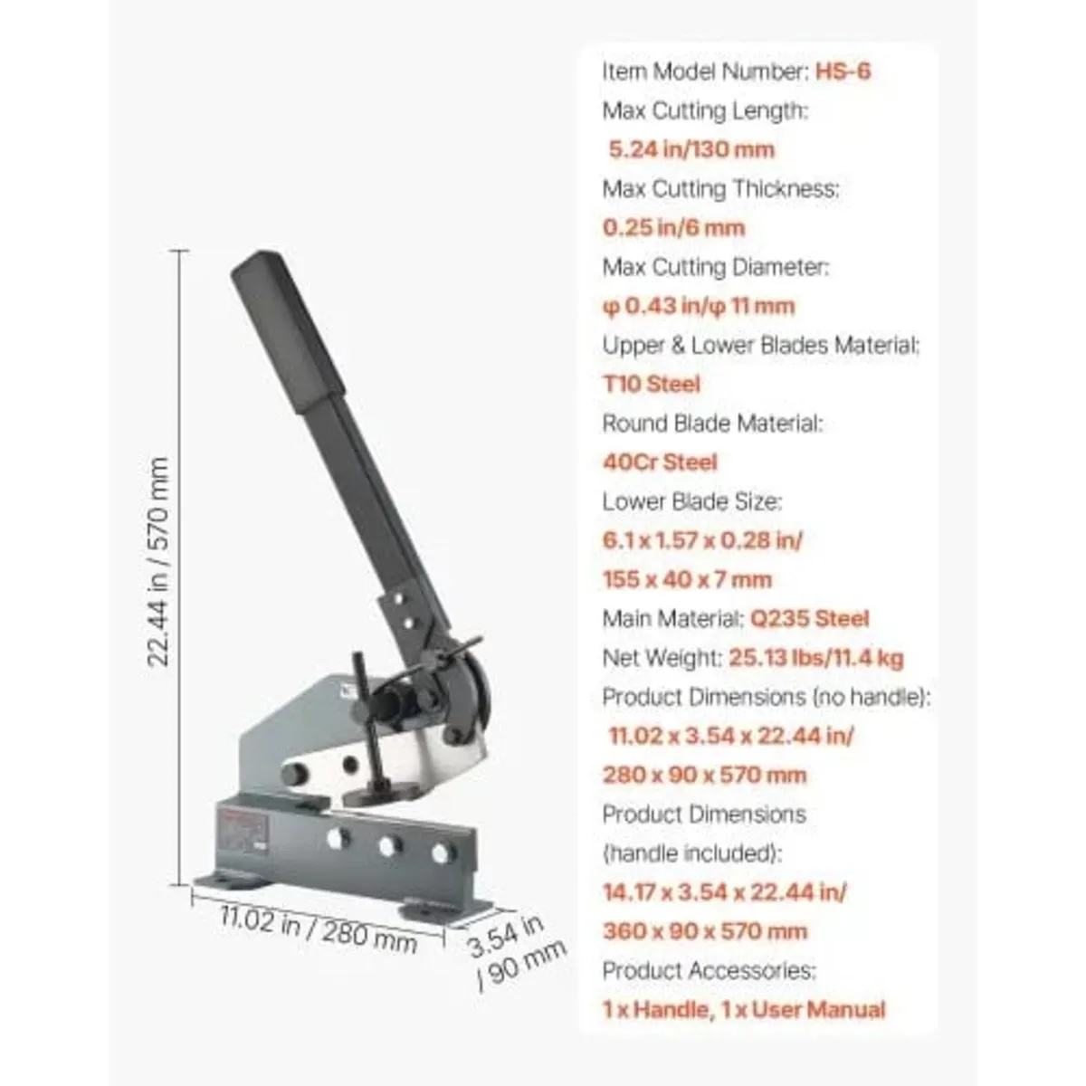 Sheet Metal Shear, 155 mm Manual Hand Plate Shear, - Image 4