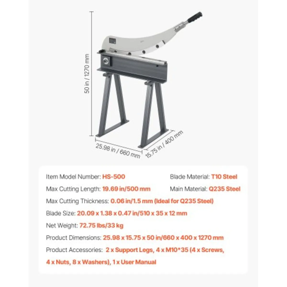 Guillotine Shear, 500 mm Bed Width Benchtop Cutter - Image 2