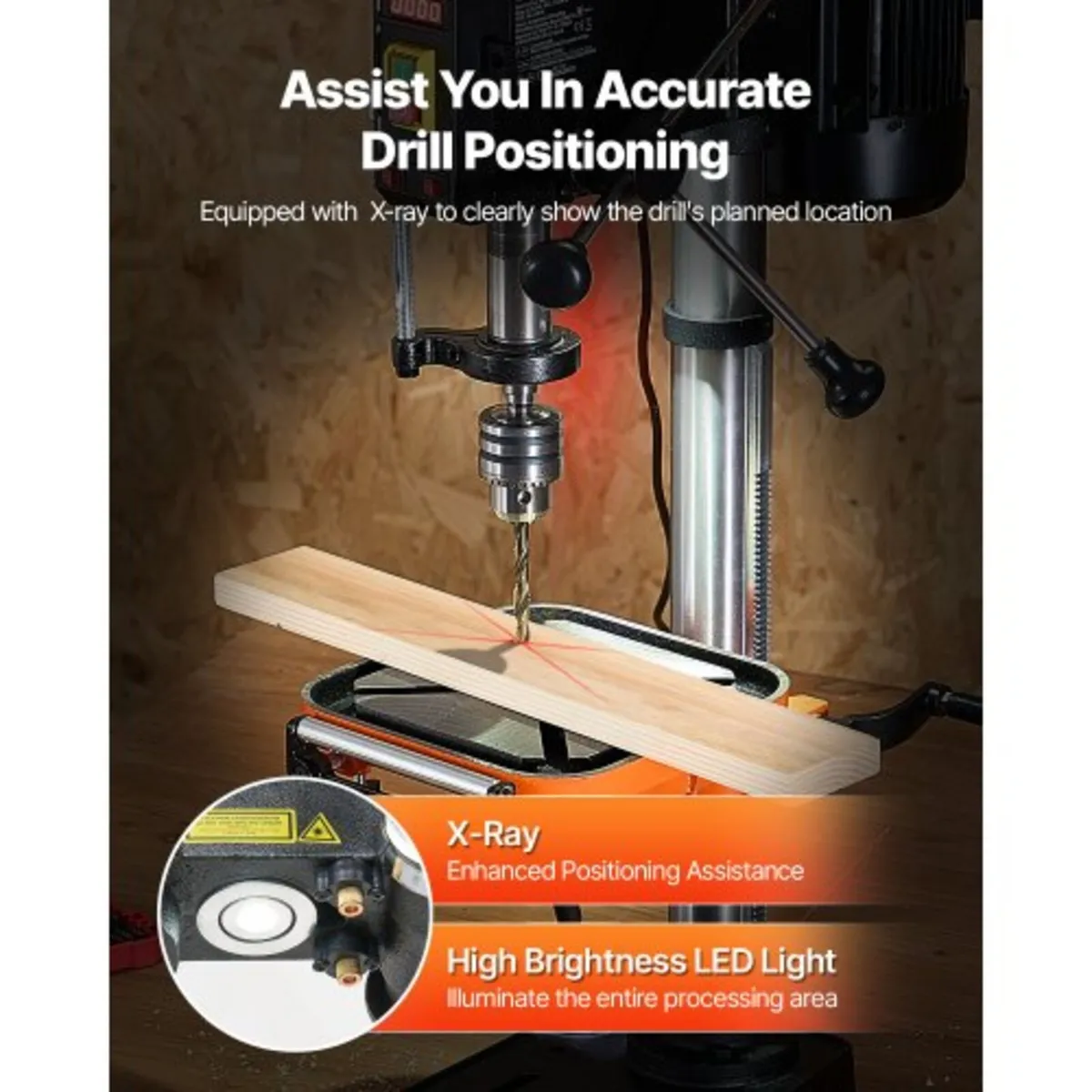 304.8 mm Benchtop Drill Press, 750W, 340-2200 RPM - Image 3