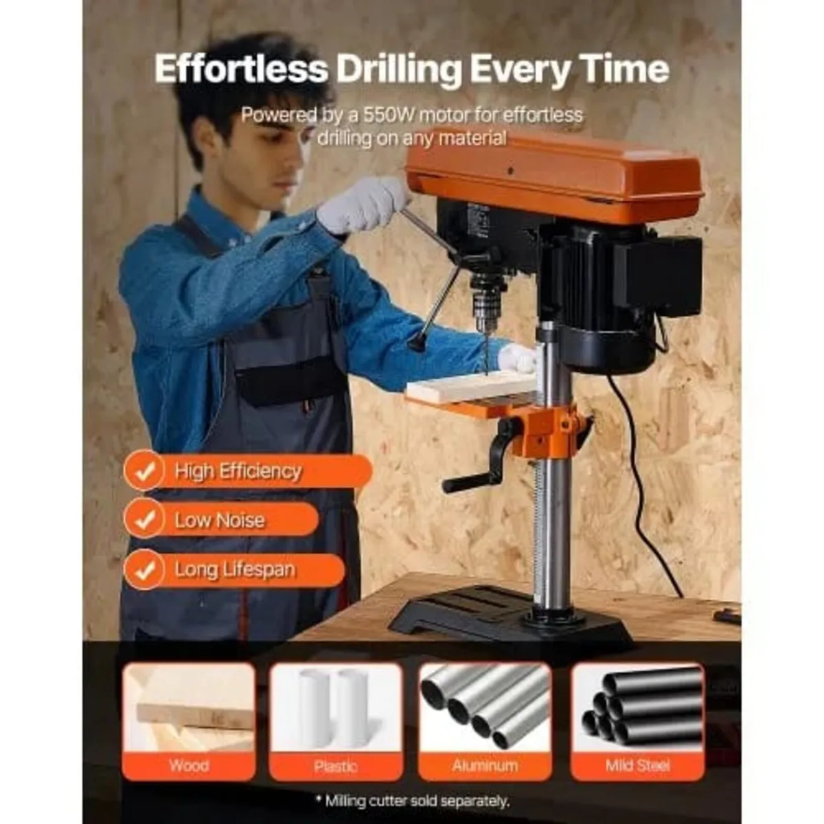 254 mm Benchtop Drill Press, 550W Induction Motor, - Image 3