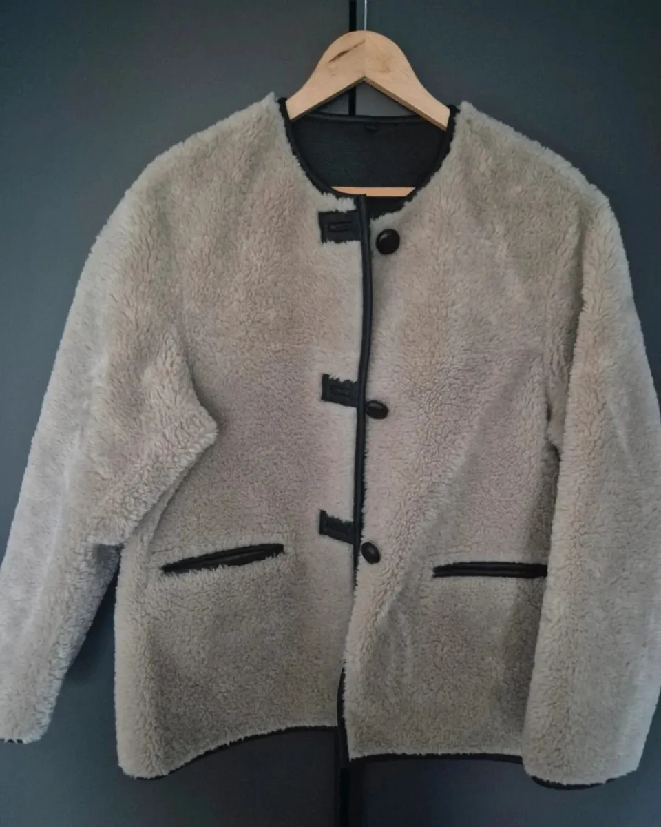 MangoFur-Effect Coat With Appliques - Beige - Image 1