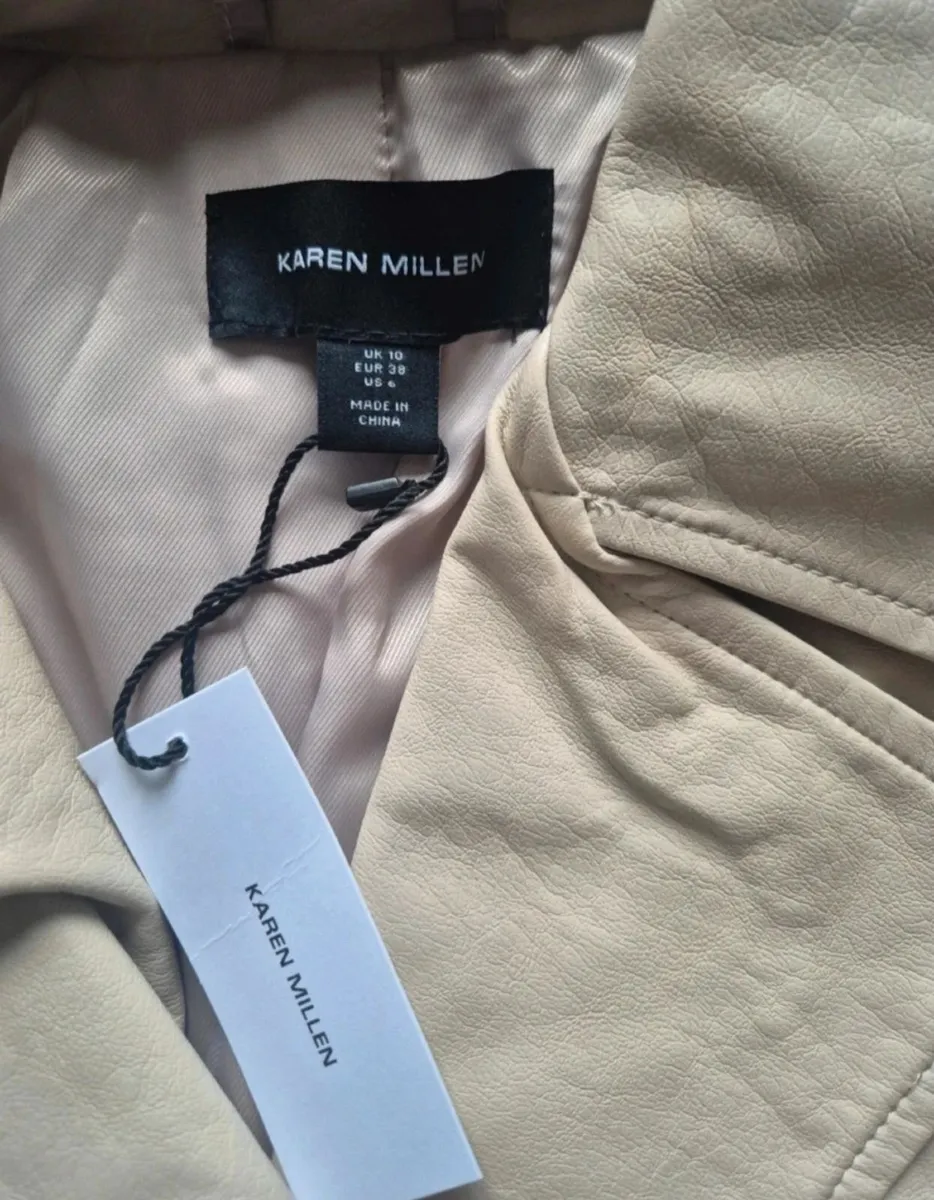 Karen Millen Faux Leather Biker Jacket Size 10 new - Image 4