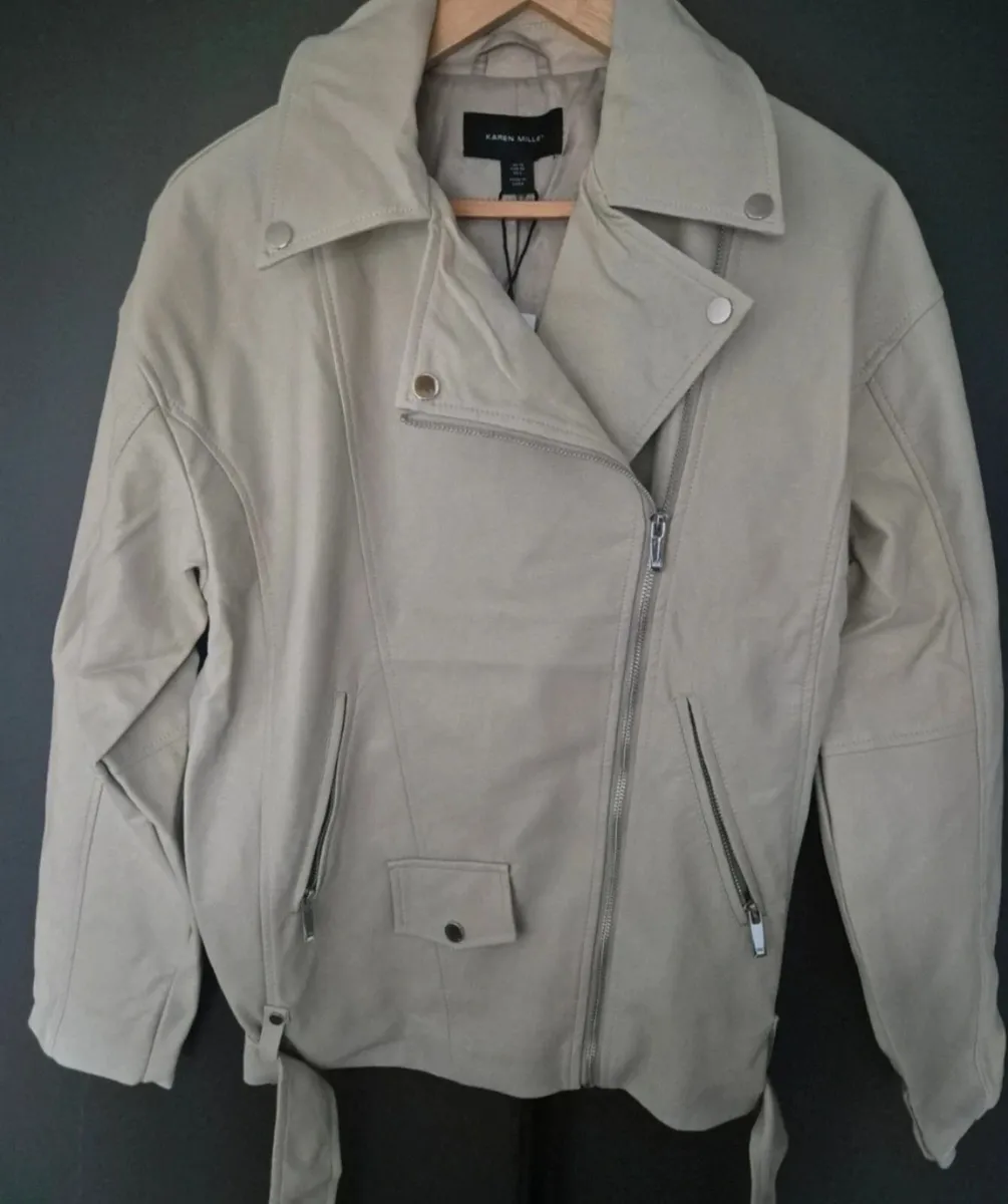 Karen Millen Faux Leather Biker Jacket Size 10 new - Image 1