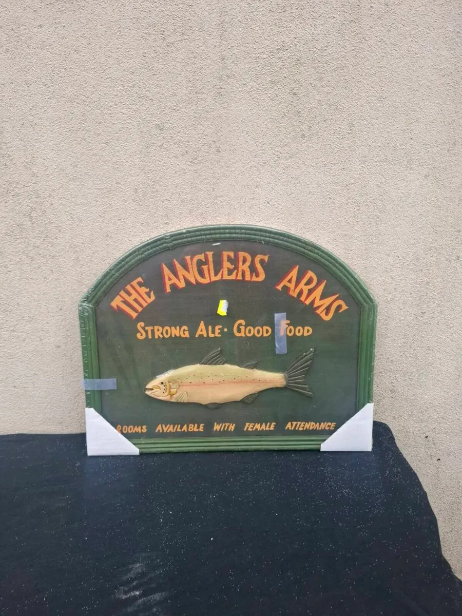 Wood fish sign postage possible