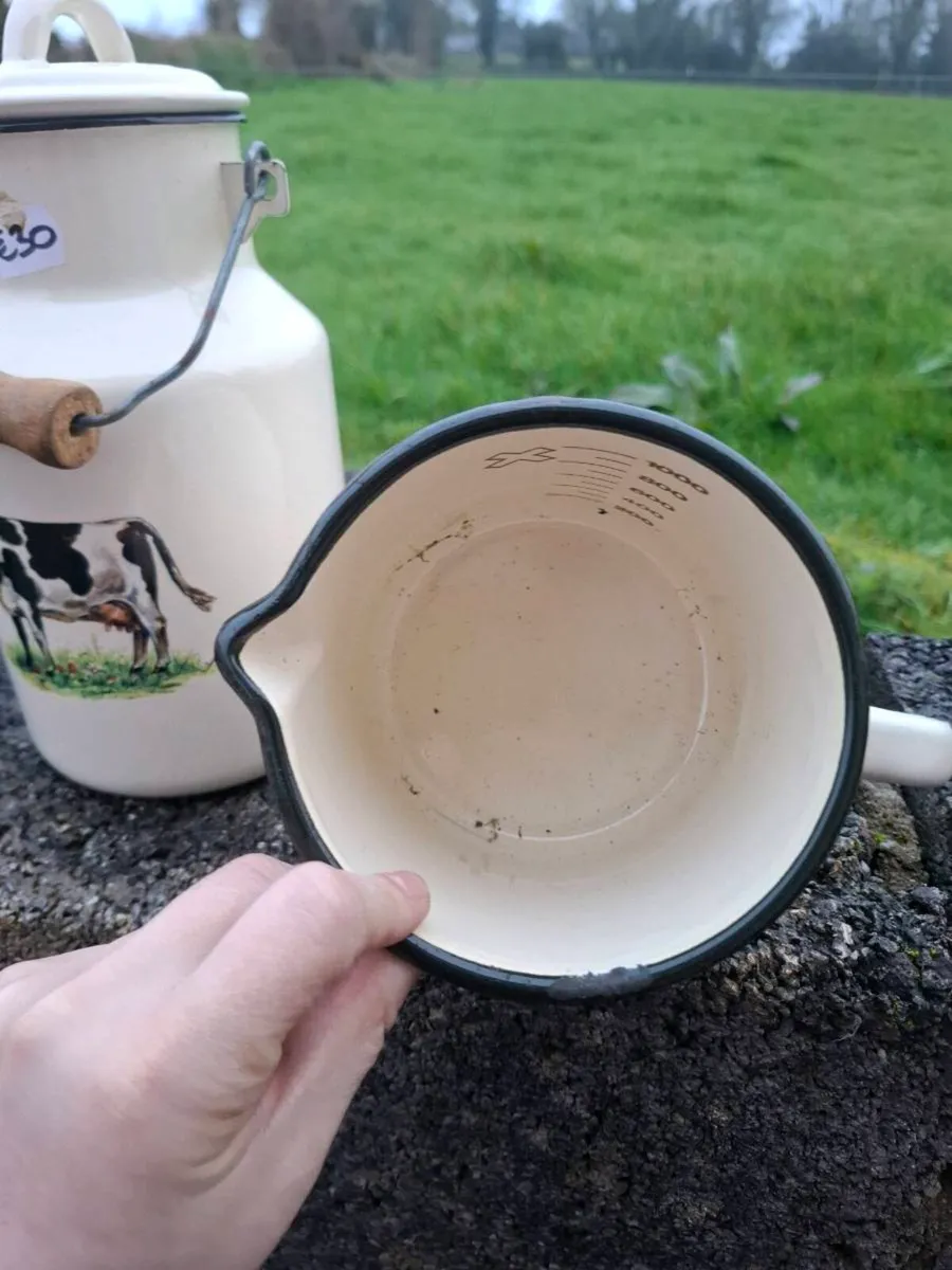 Cow enamel mesuring cup and churn postage possible - Image 4
