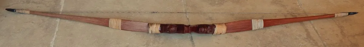 Wood Recurve Archery Bow with Hand Carved Handle - Image 1