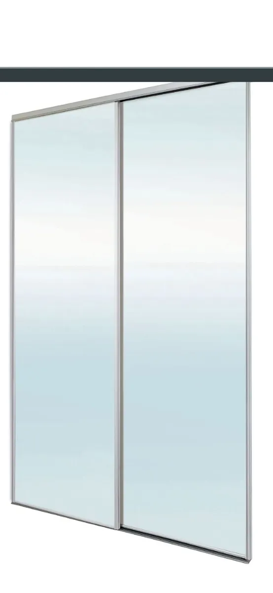 Set of  Mirror sliding double doors  ( white ) kit - Image 1