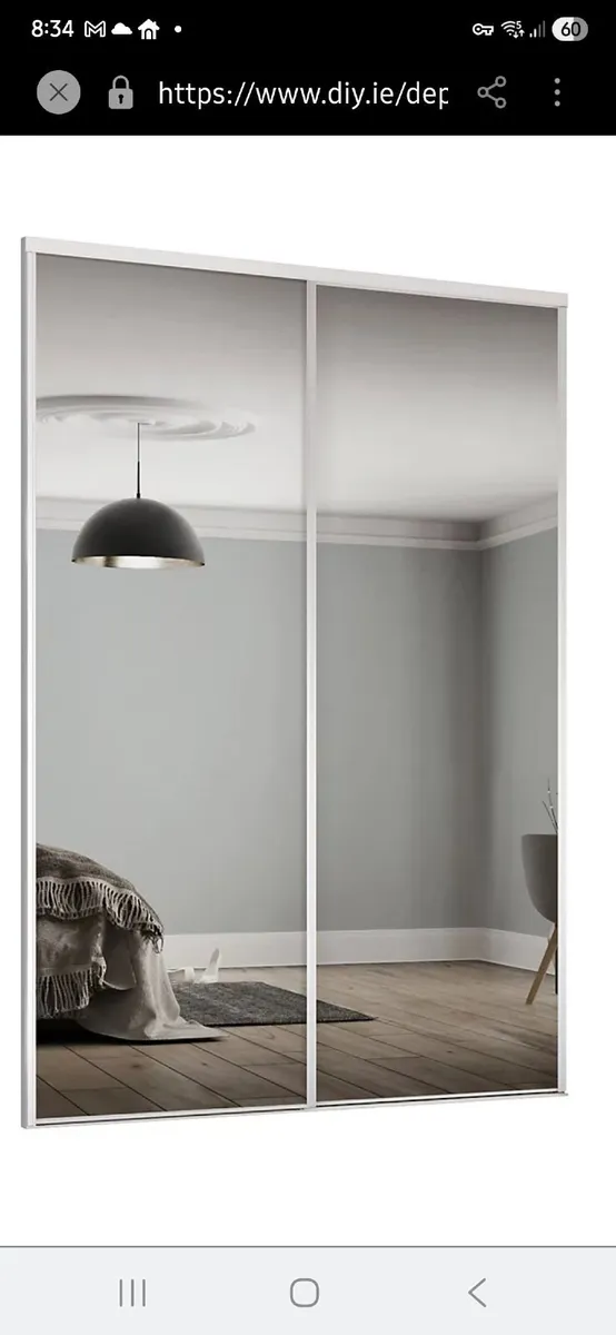 Set of  Mirror sliding double doors  ( white ) kit - Image 2