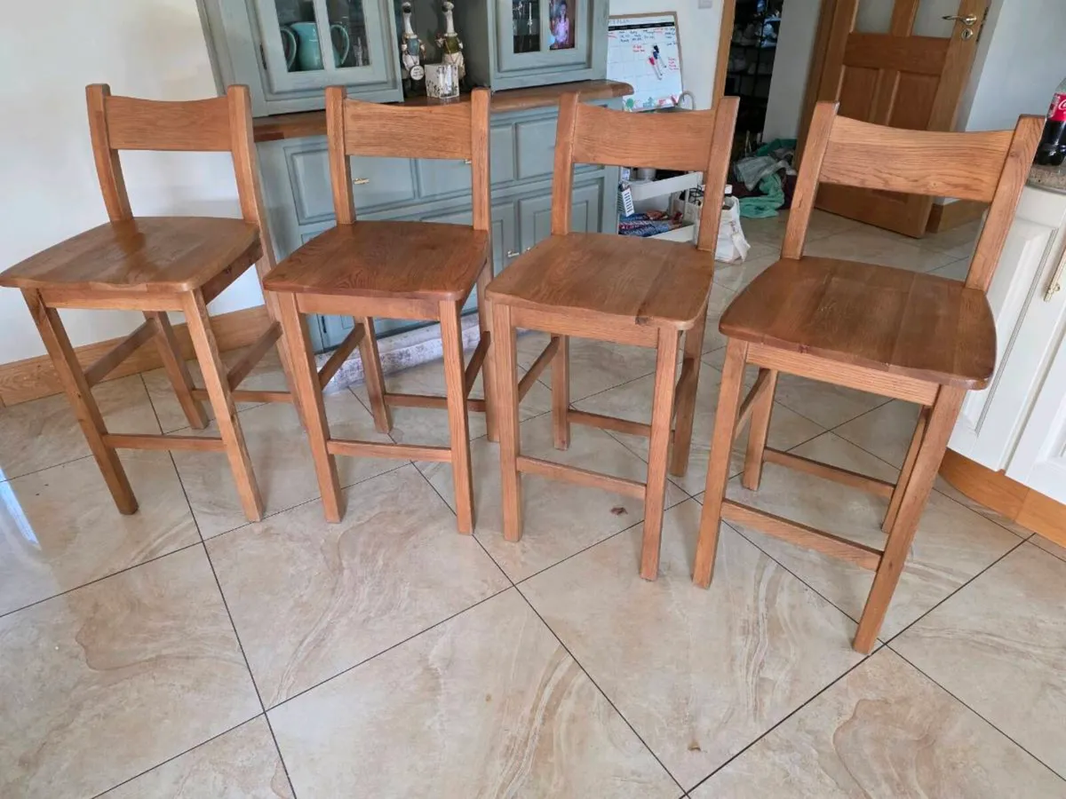 Solid Oak Bar/Counter Stools - Image 2