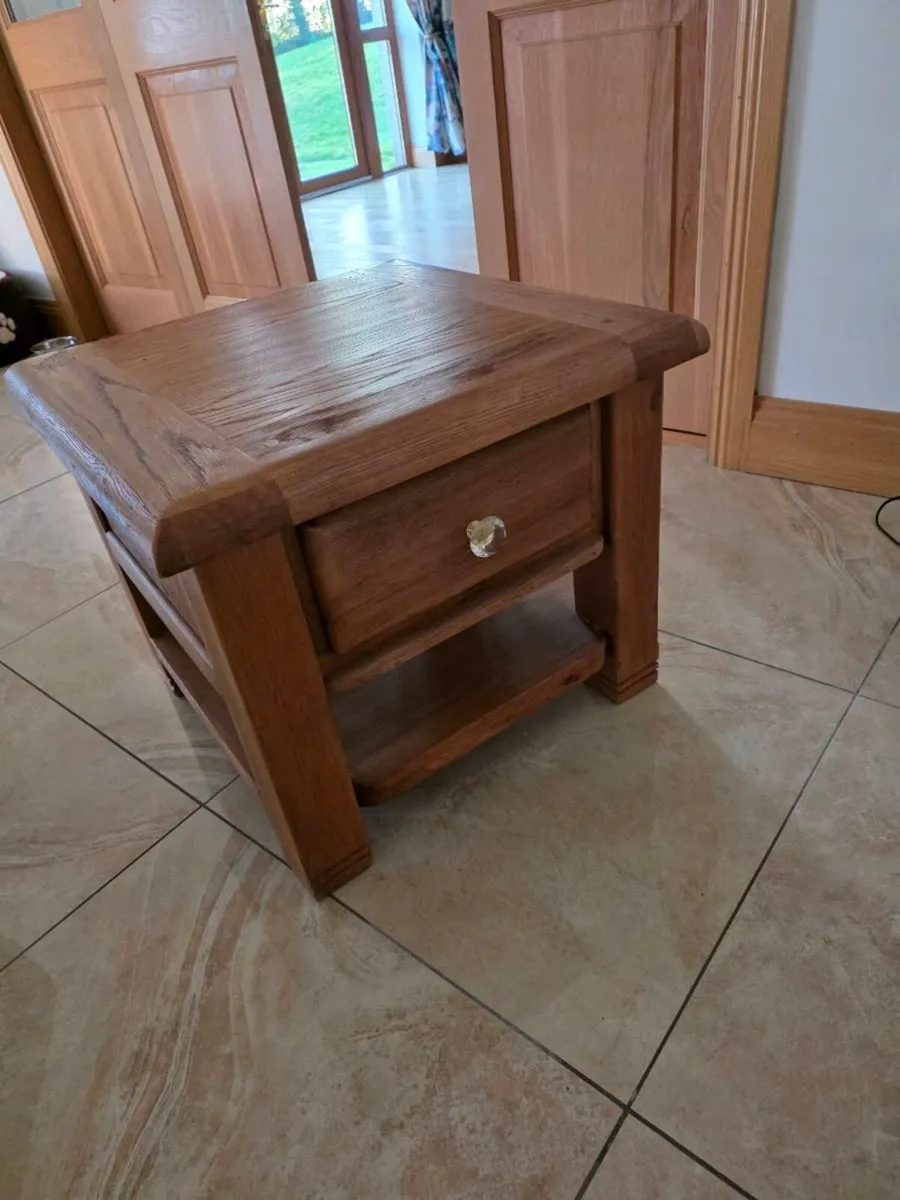 Solid Oak Lamp/And Tables - Image 3