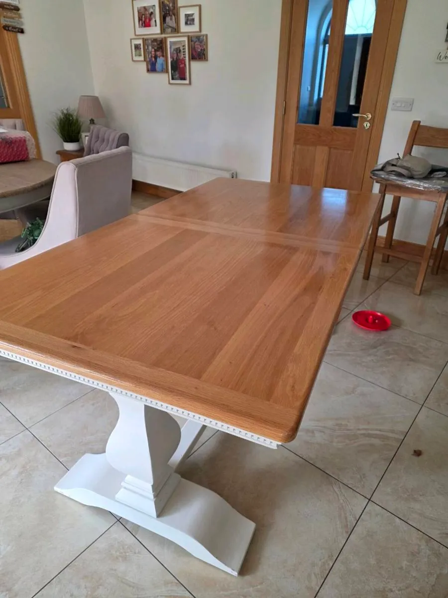 Oak and Cream Dining Table - Image 2
