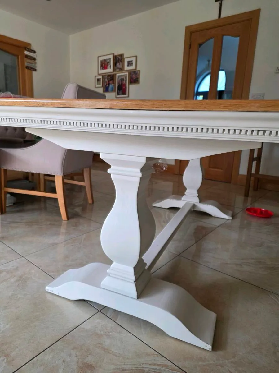 Oak and Cream Dining Table - Image 3