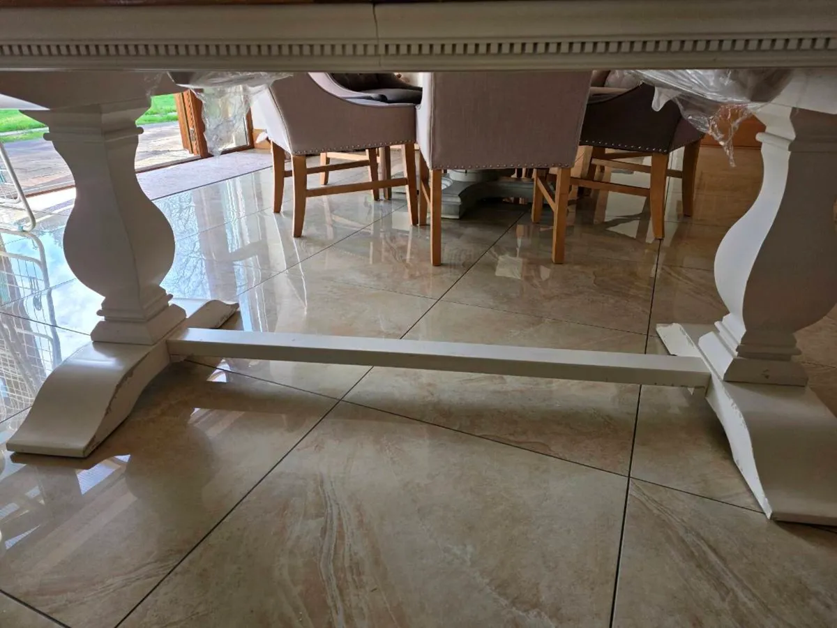 Oak and Cream Dining Table - Image 4