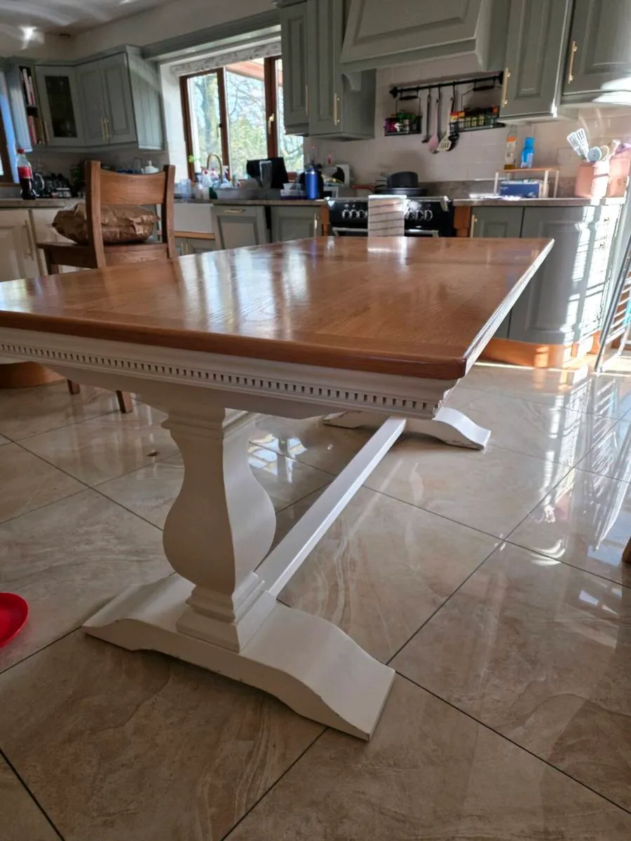 Oak and Cream Dining Table - Image 1