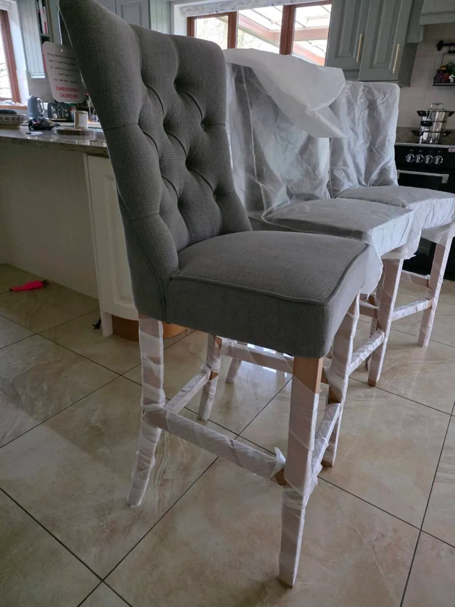 Oak and Grey Fabric Bar/Counter Stools - Image 3