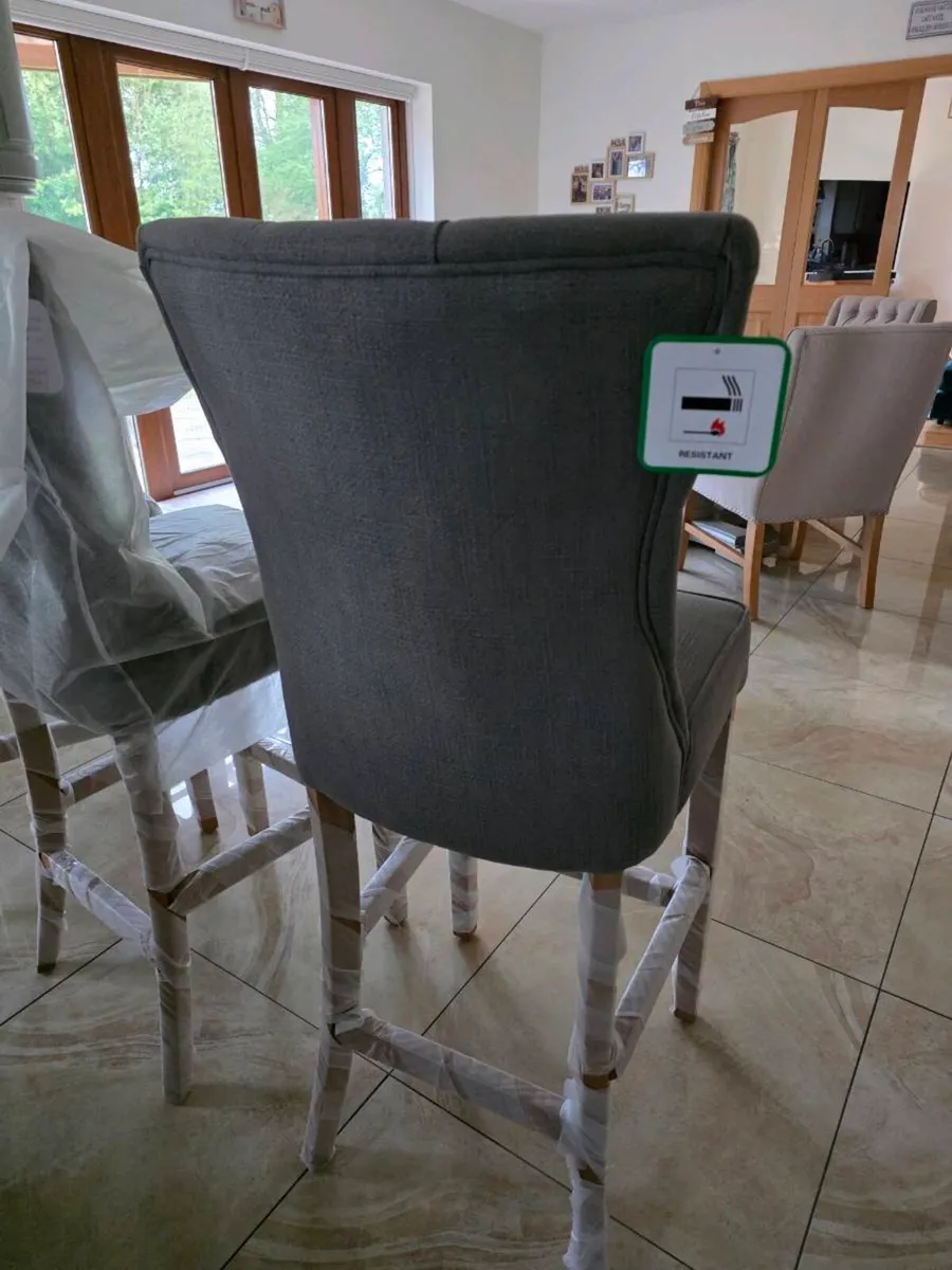 Oak and Grey Fabric Bar/Counter Stools - Image 4