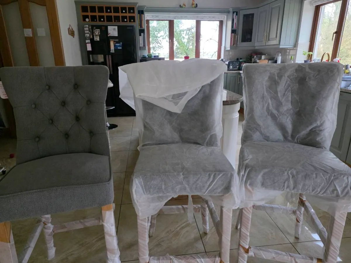 Oak and Grey Fabric Bar/Counter Stools - Image 1