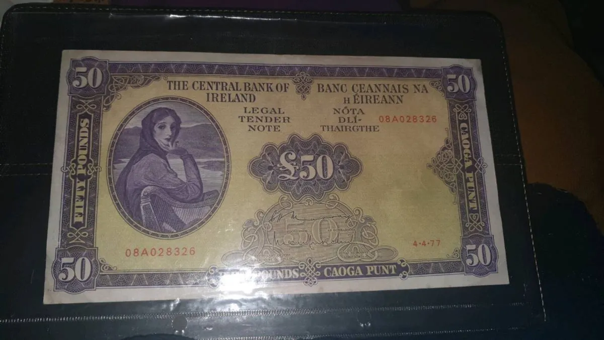VINTAGE IRISH 1977...50 POUND NOTE ..MINT