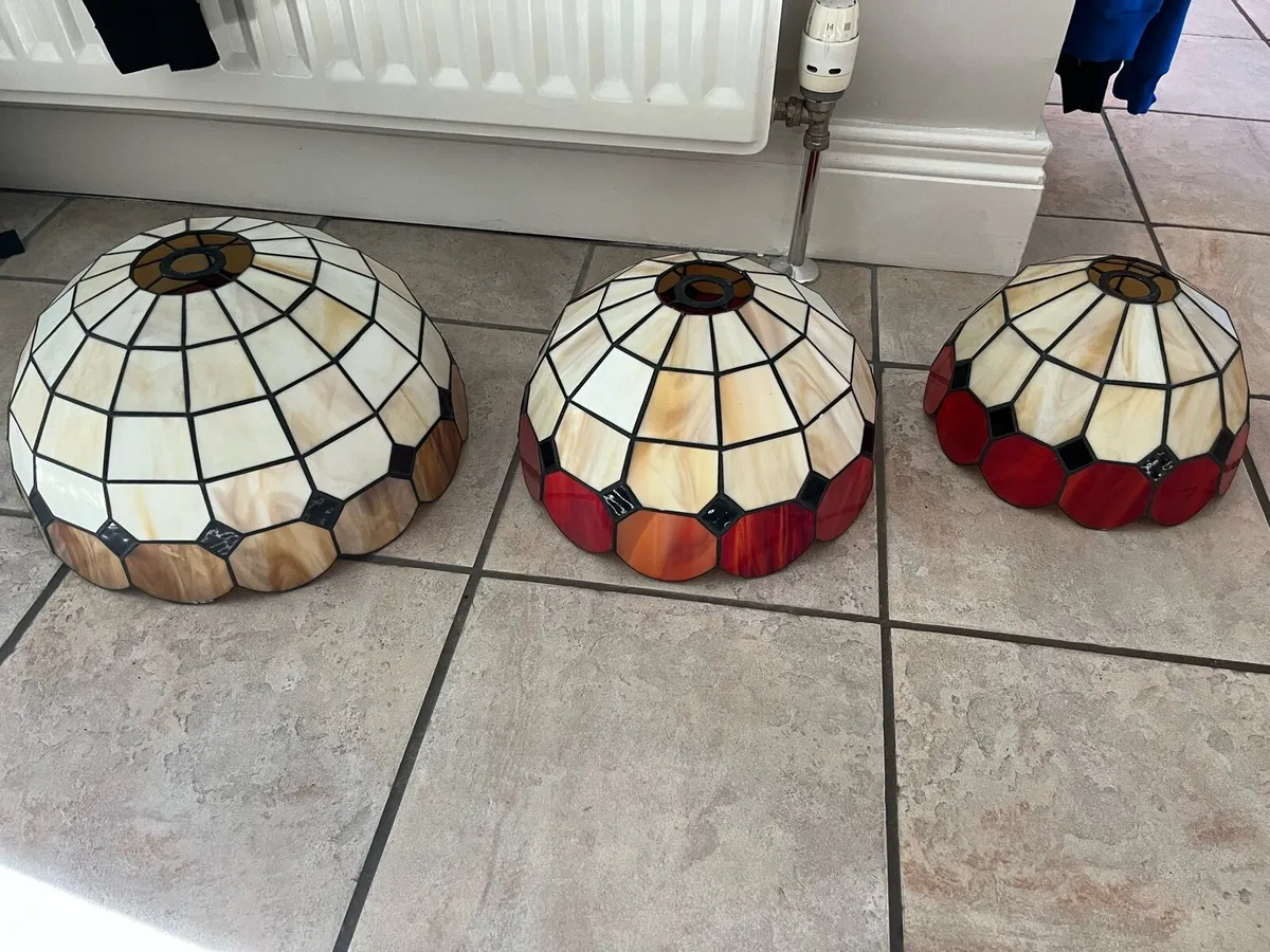 Vintage Tiffany-style stained glass lampshades - Image 1